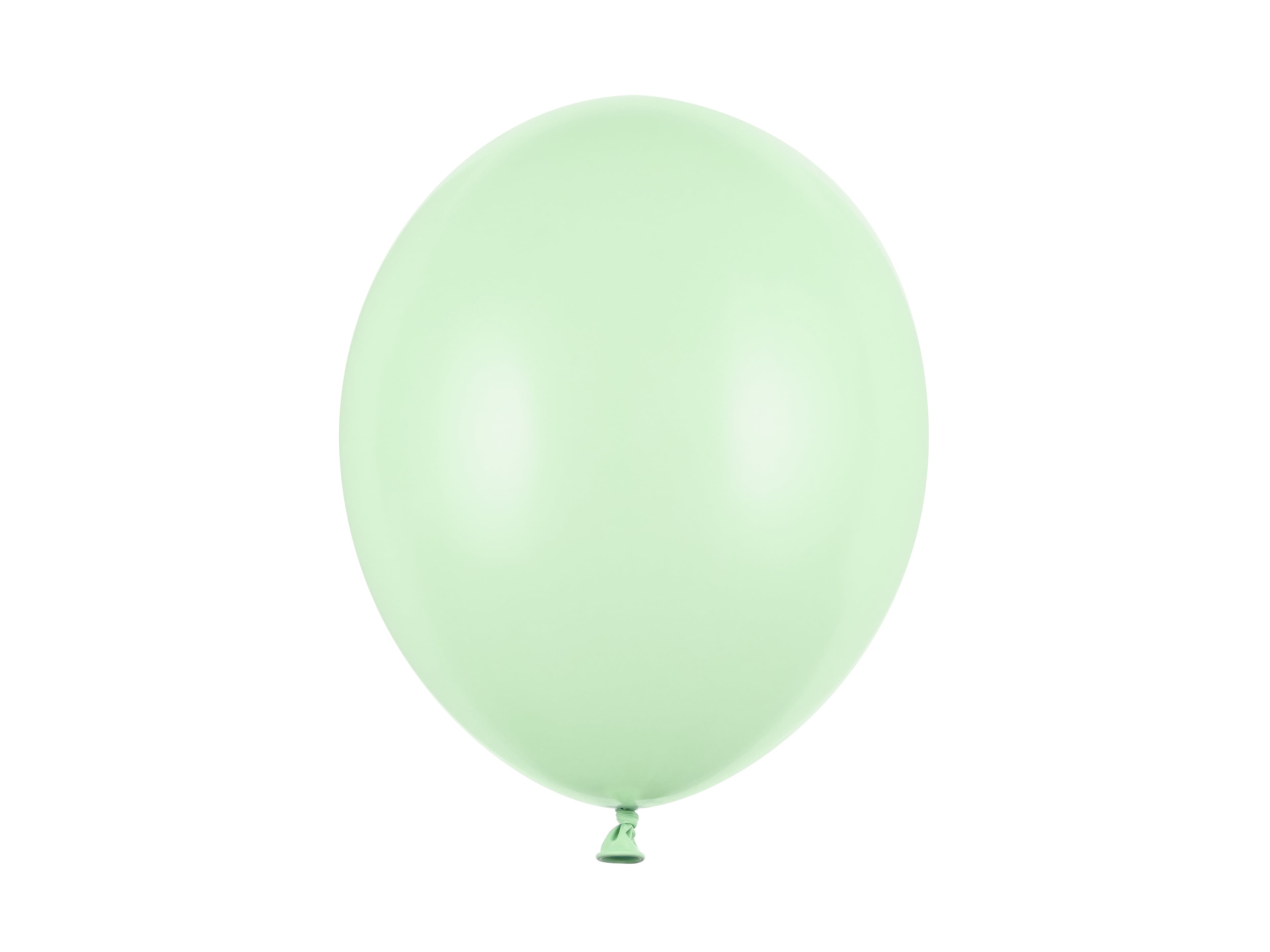 Single light green balloon on a white background