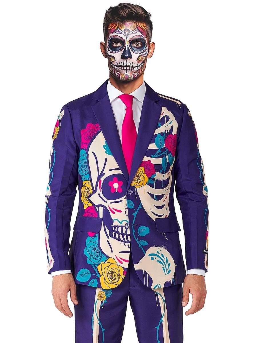 “Sugar Skull Purple” La Catrina Skeleton Suit Teminis.lt