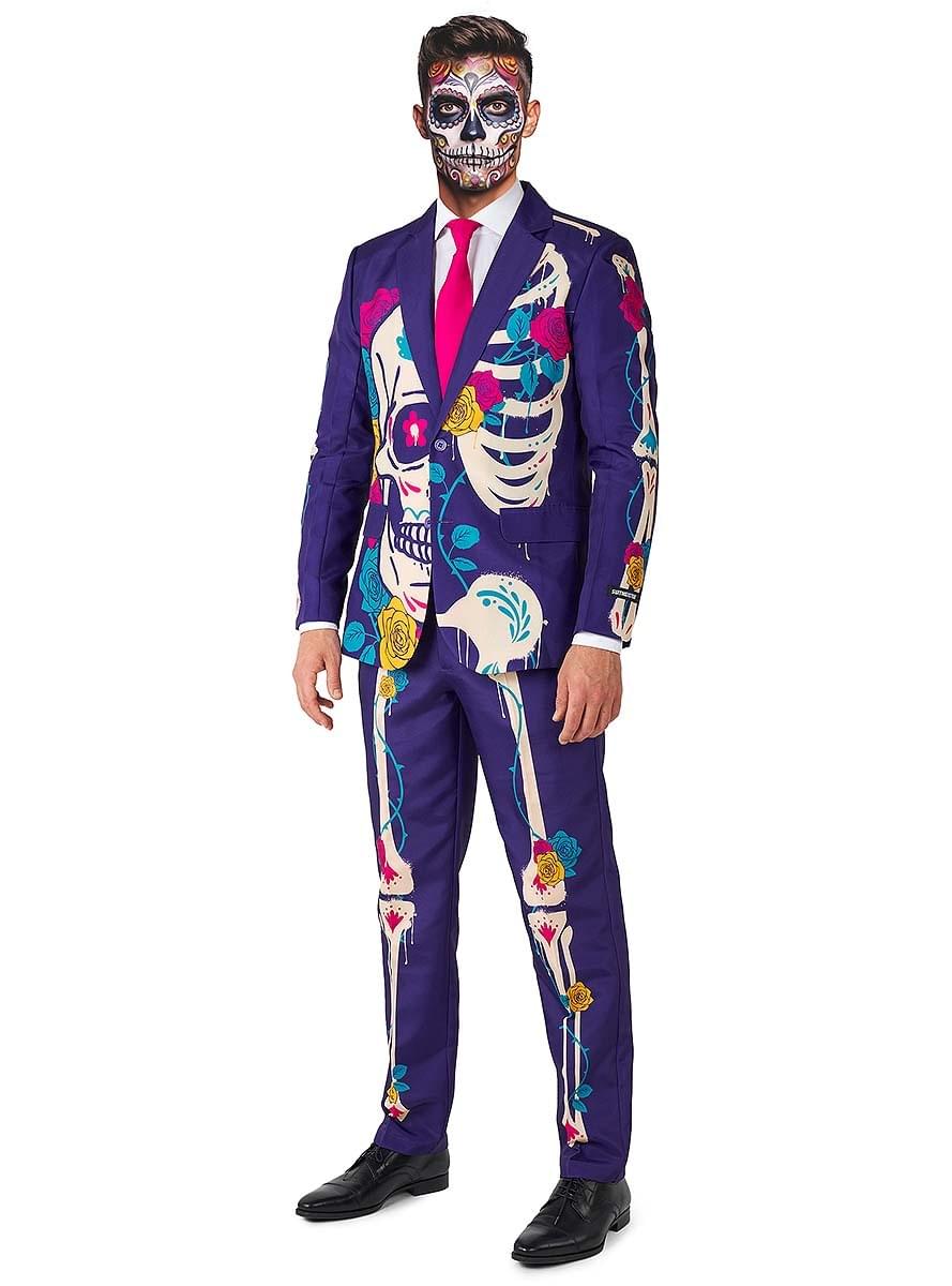 “Sugar Skull Purple” La Catrina Skeleton Suit Teminis.lt
