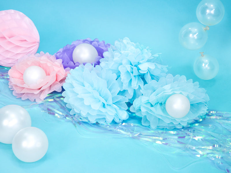 Tissue paper Pompom, sky-blue, 25cm - Teminis.lt