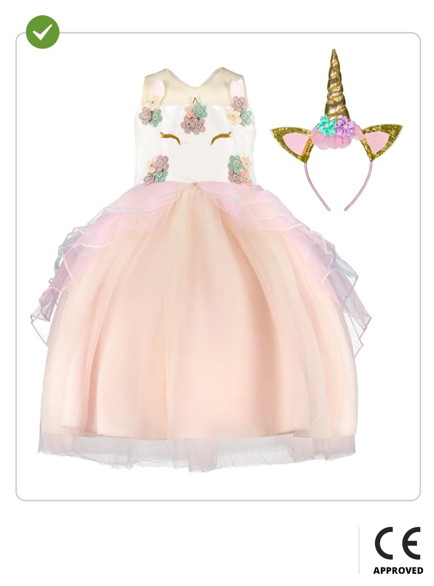 Vienaragio princesės kostiumas mergaitėms – stebuklinga tiulio suknelė su tiara