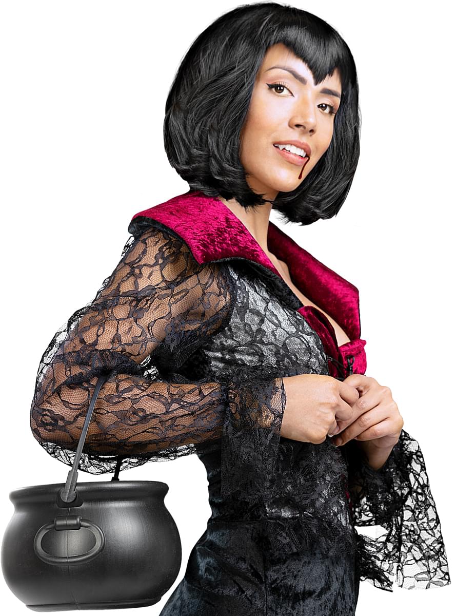 Vampire Black Wig – Long Gothic Costume Hair for Halloween Teminis.lt