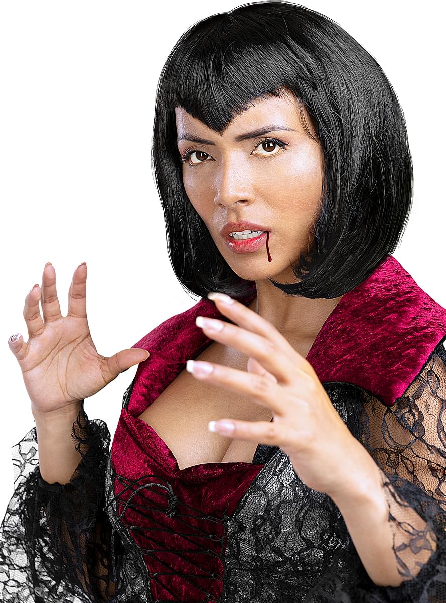 Vampire Black Wig – Long Gothic Costume Hair for Halloween Teminis.lt