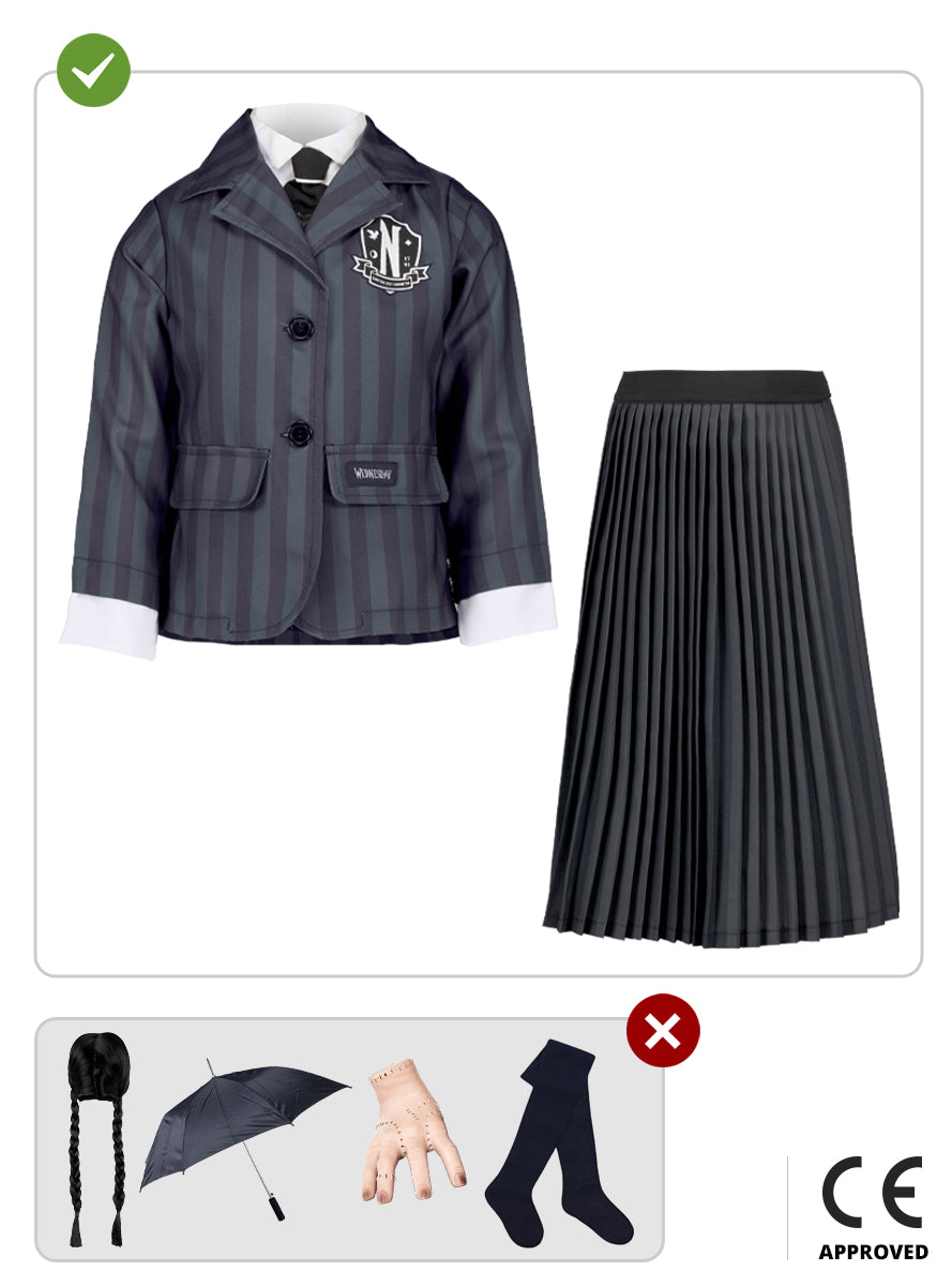 Wednesday Addams uniform costume for girls - Official Netflix - Teminis.lt