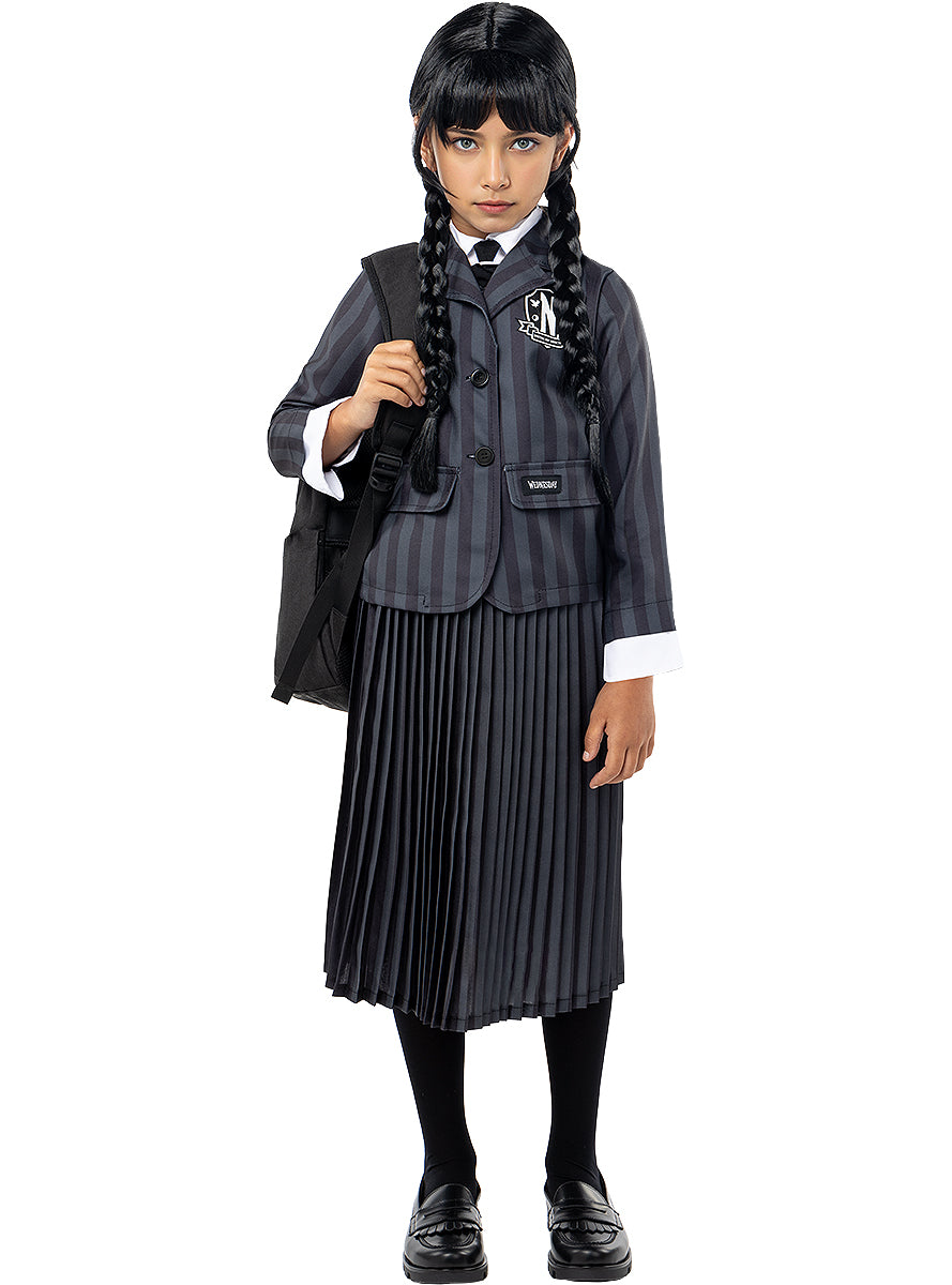 Wednesday Addams Girls Costume – Official Netflix Uniform Dress Teminis.lt
