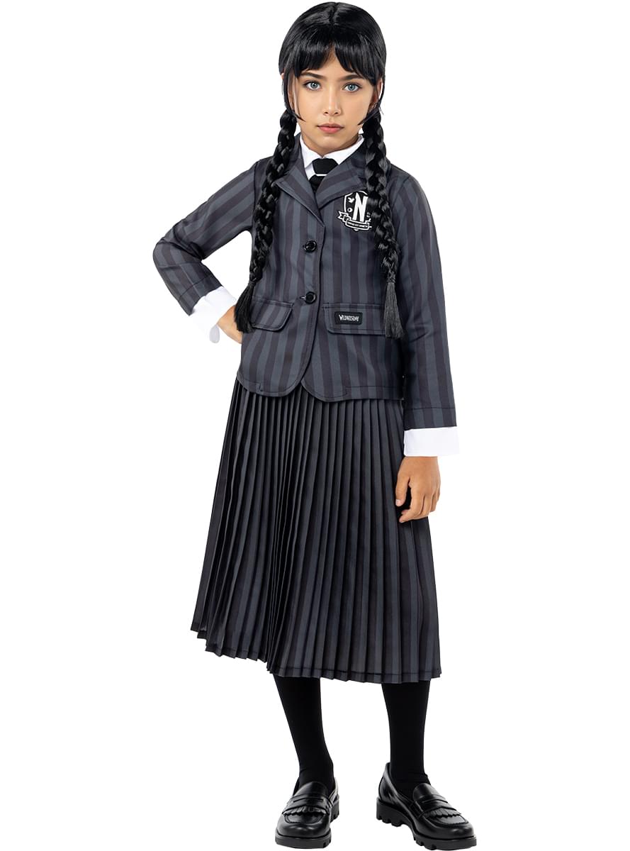 Wednesday Addams Girls Costume – Official Netflix Uniform Dress Teminis.lt