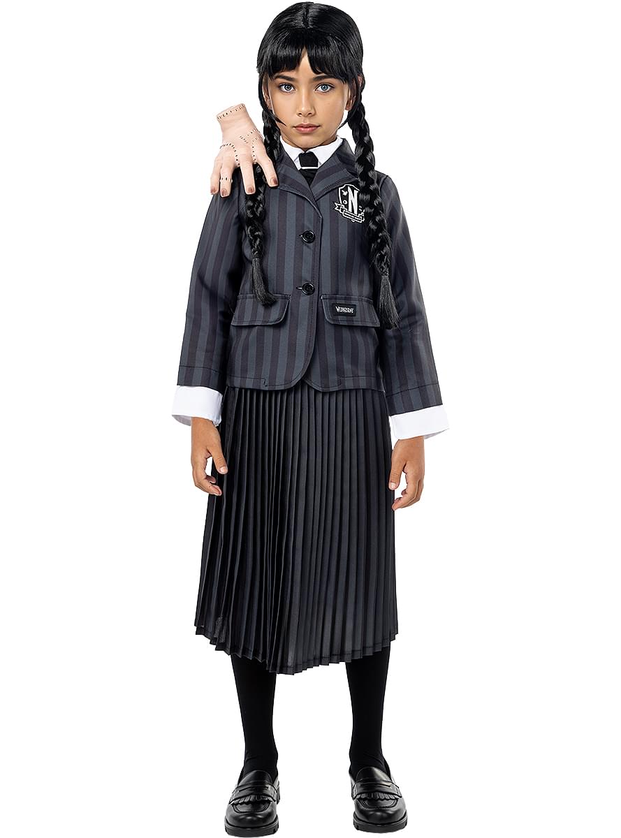 Wednesday Addams Girls Costume – Official Netflix Uniform Dress Teminis.lt
