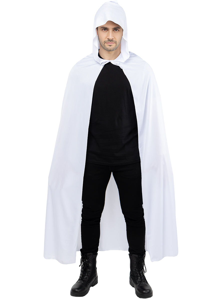 White Hooded Cape for Adults – Costume Cloak Cosplay Accessory Teminis.lt