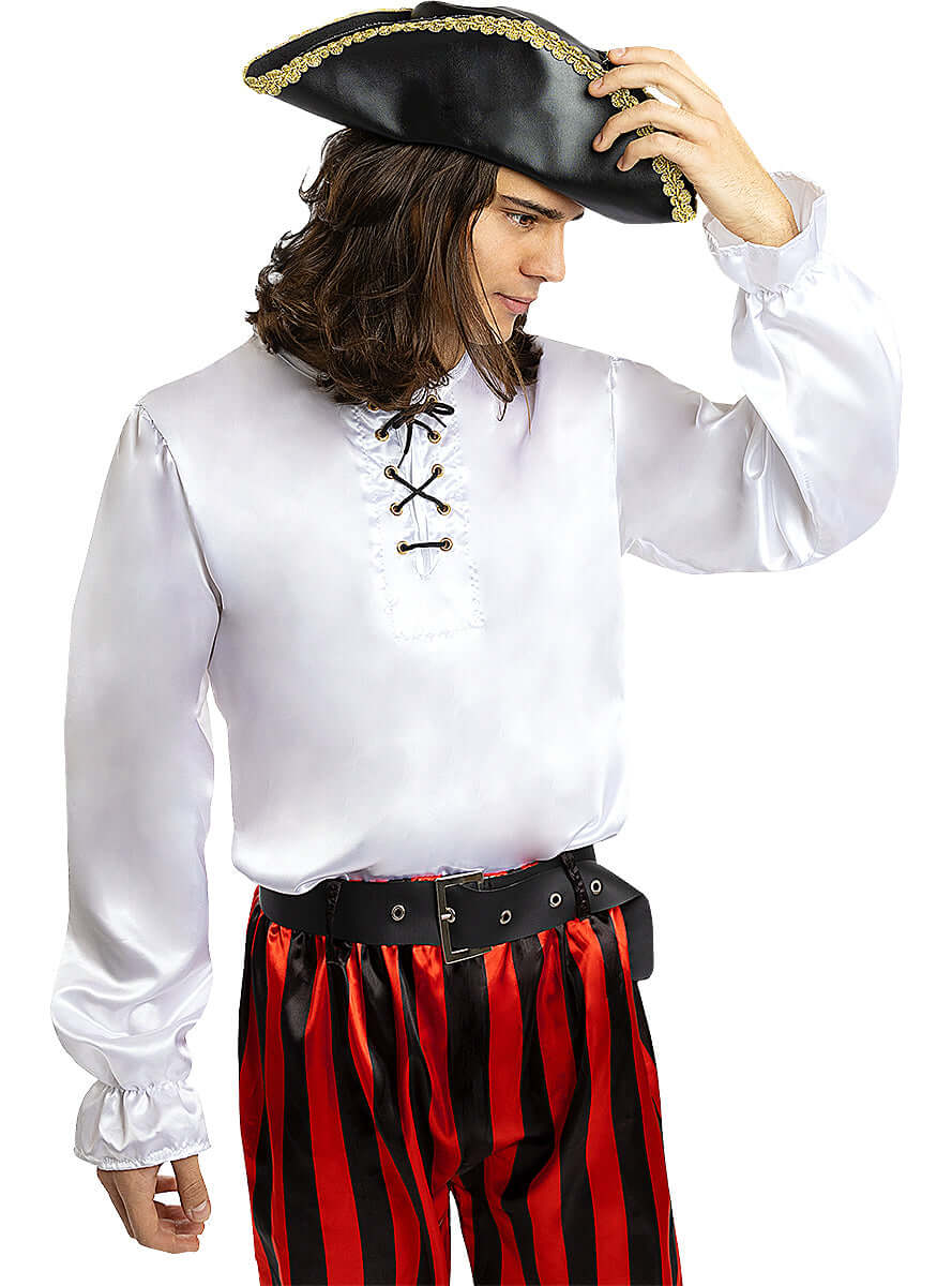 Balti piratų marškinėliai vyrams – klasikinis kostiumas