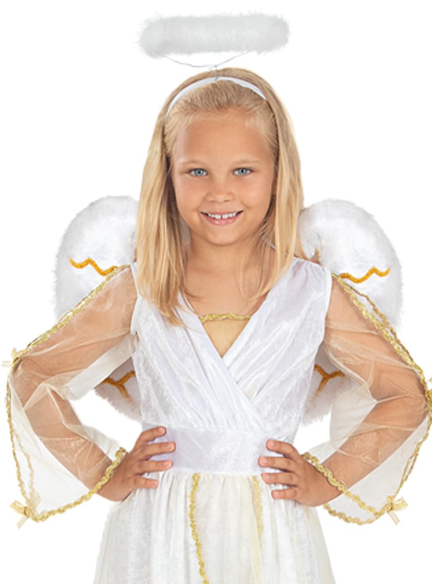 White and Gold Angel Wings for Kids