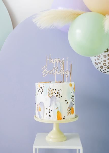 Wooden topper Happy Birthday - Teminis.lt