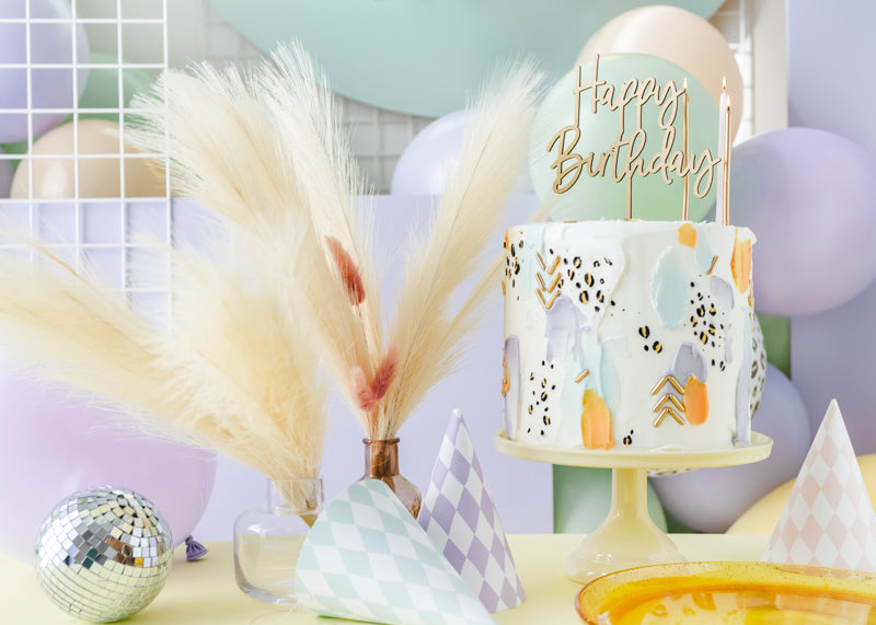 Wooden topper Happy Birthday - Teminis.lt