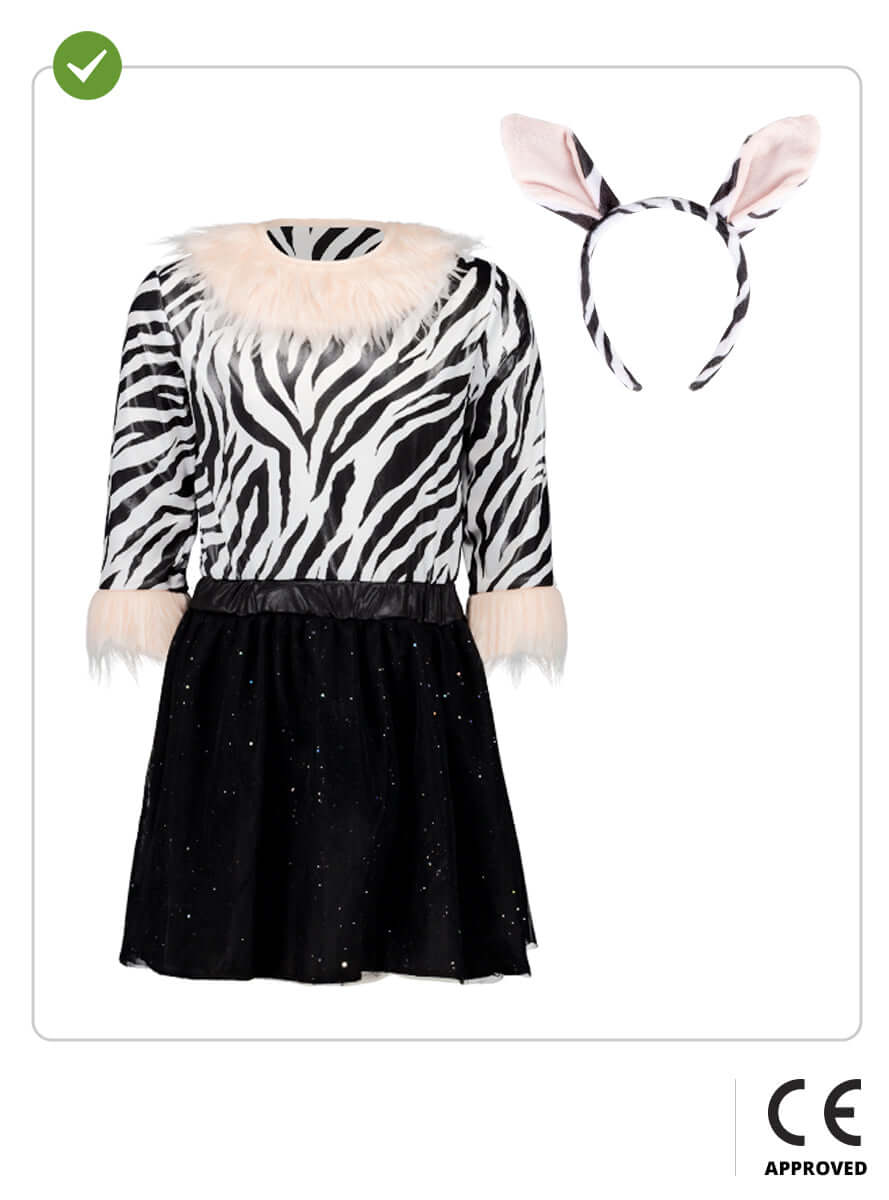 Zebro kostiumas su tiulio sijonėliu mergaitei – safario suknelės komplektas