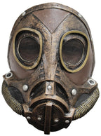 „Steampunk“ stiliaus dujokaukė, bronzos ir vario spalvos, su metalinėmis detalėmis.