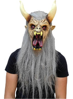 Baltojo Krampuso kaukė su plaukais