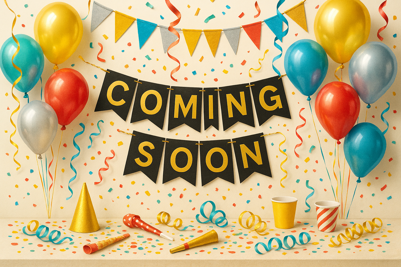 Comming soon party decorations