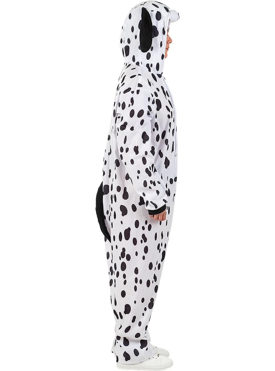 Dalmatian Onesie Costume for Adults - Fleece Jumpsuit with Hood
