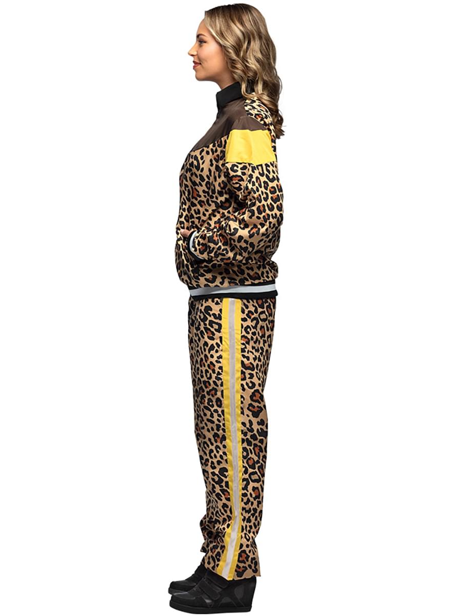 Leopardo rašto 80-ųjų sportinis kostiumas moterims