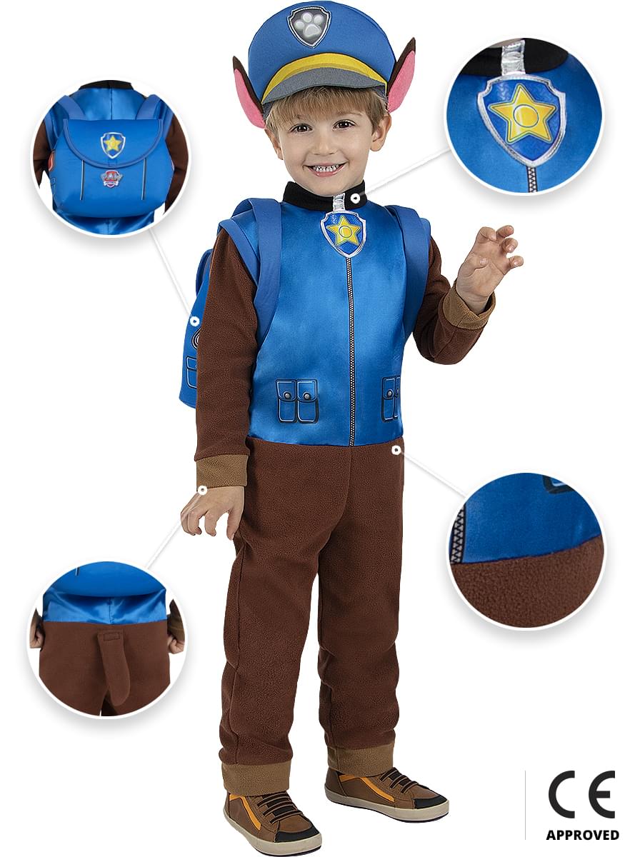 Paw Patrol Chase Costume for Boys - Official Jumpsuit & Hat