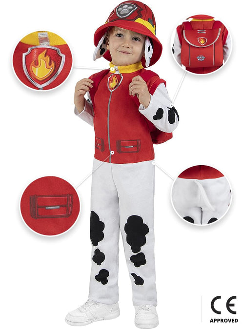 Paw Patrol Marshall Costume for Boys - Official Jumpsuit & Hat