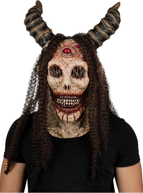 Demono kaukė su ragais Helovinui