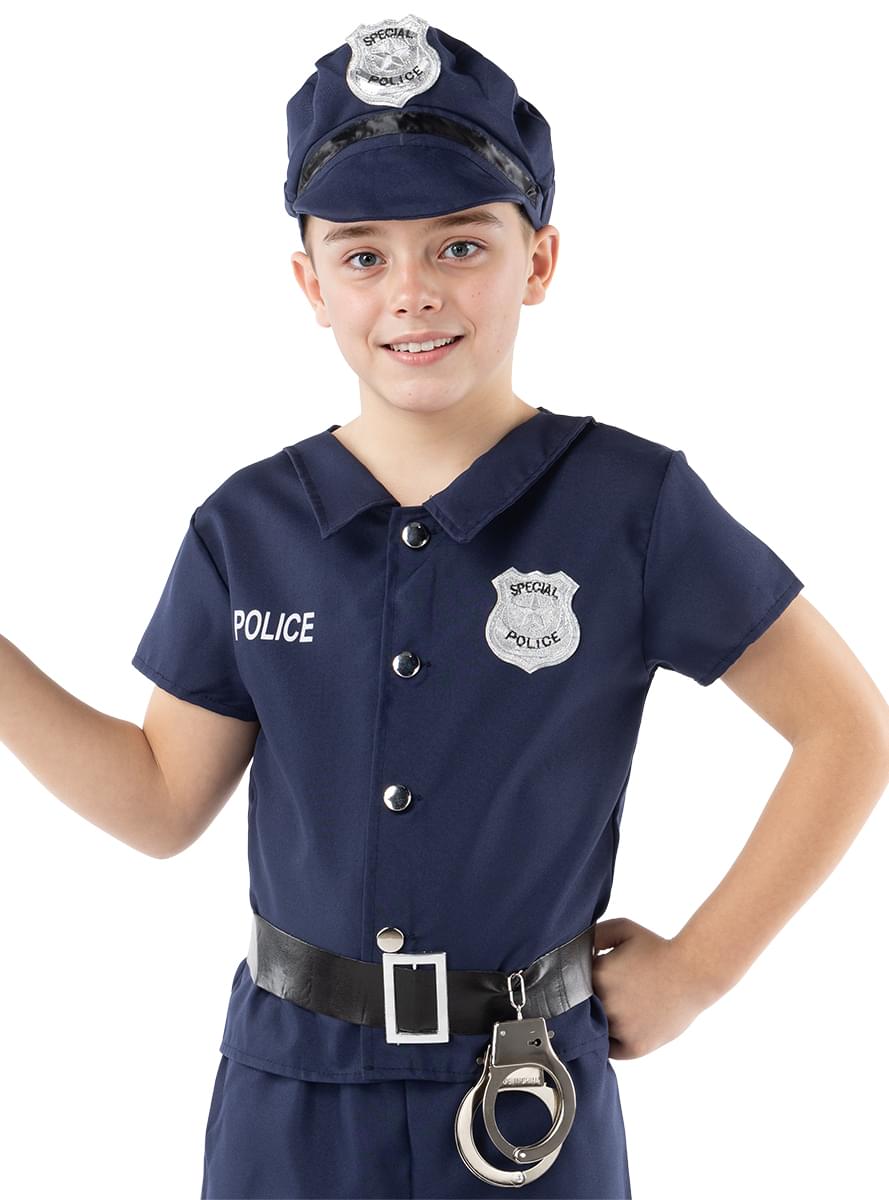 Police Costume for Kids - Officer Uniform with Hat and Belt