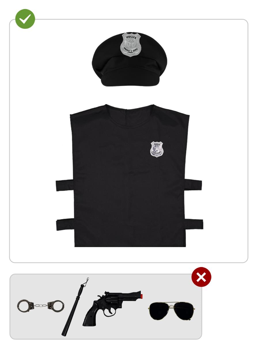 Police Costume Kit - Officer Vest and Hat Accessory Set