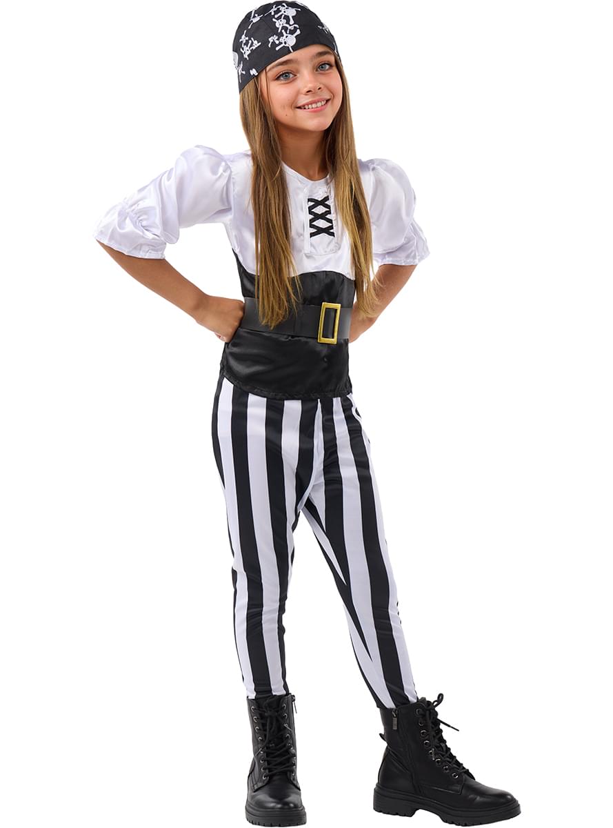 Dryžuotas piratų kostiumas mergaitėms – piratai