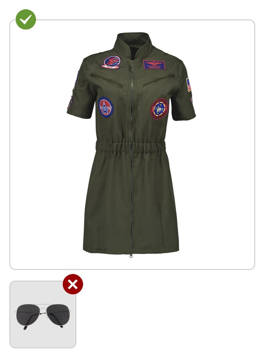 Karnavaliniai kostiumai, teminių vakarėlių apranga Top Gun aviator costume for women - Teminis.lt #karnavaliniai kostiumai #teminiai vakareliai