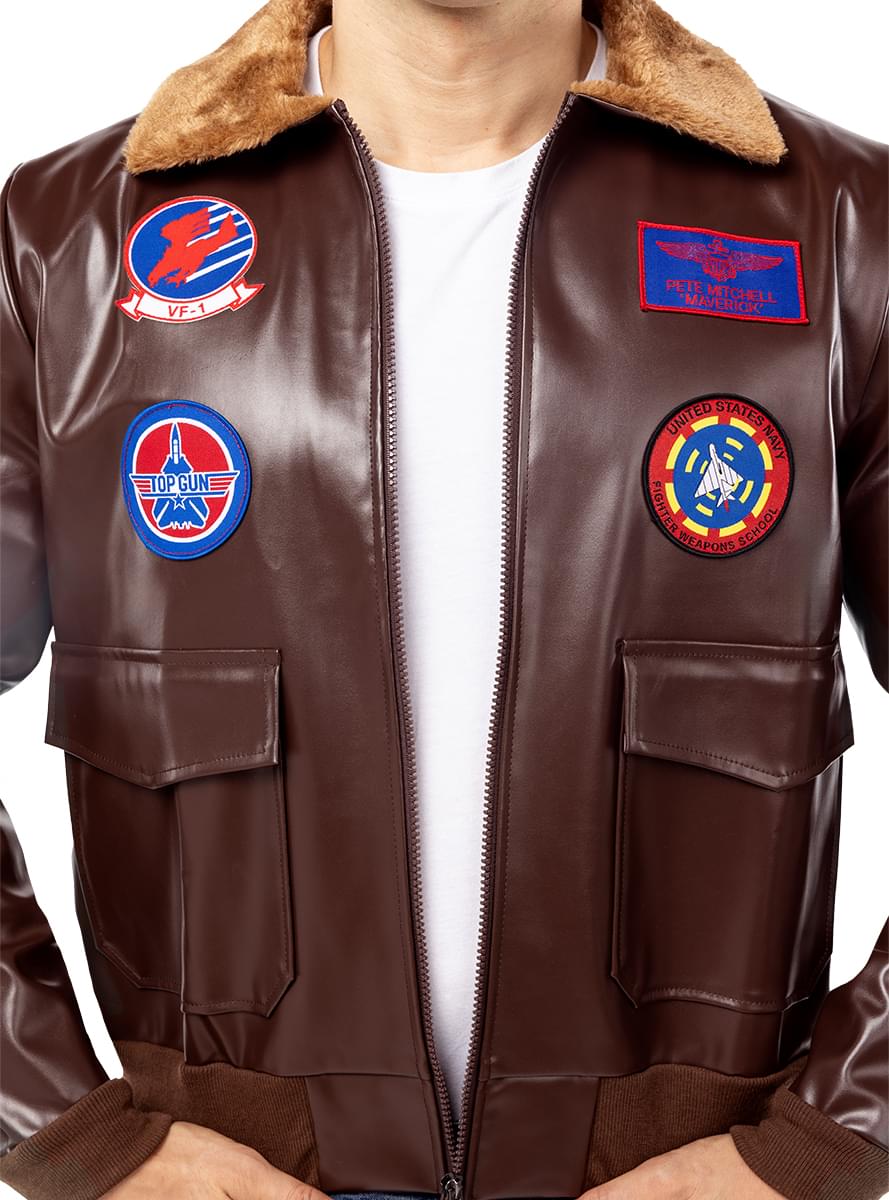 Top Gun Aviator Jacket – Brown Leather with Official Patches