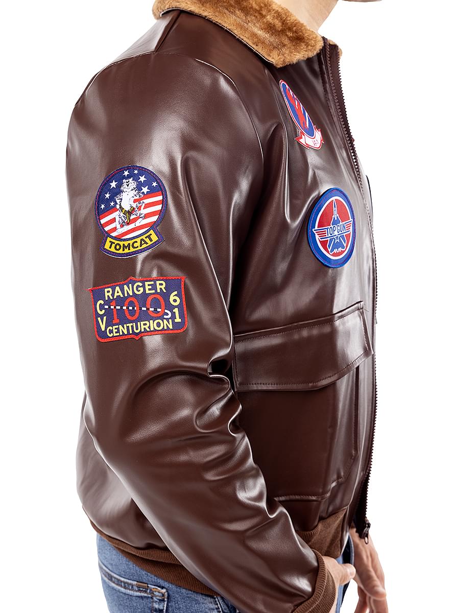 Top Gun Aviator Jacket – Brown Leather with Official Patches