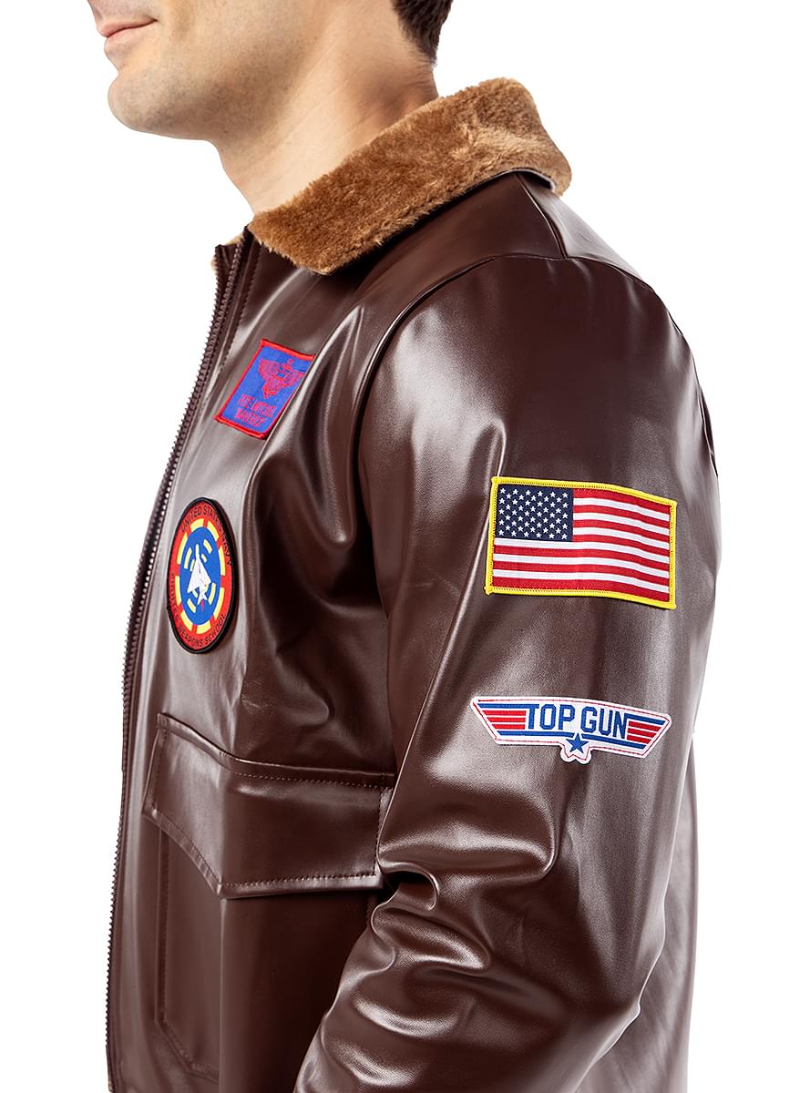 Top Gun Aviator Jacket – Brown Leather with Official Patches