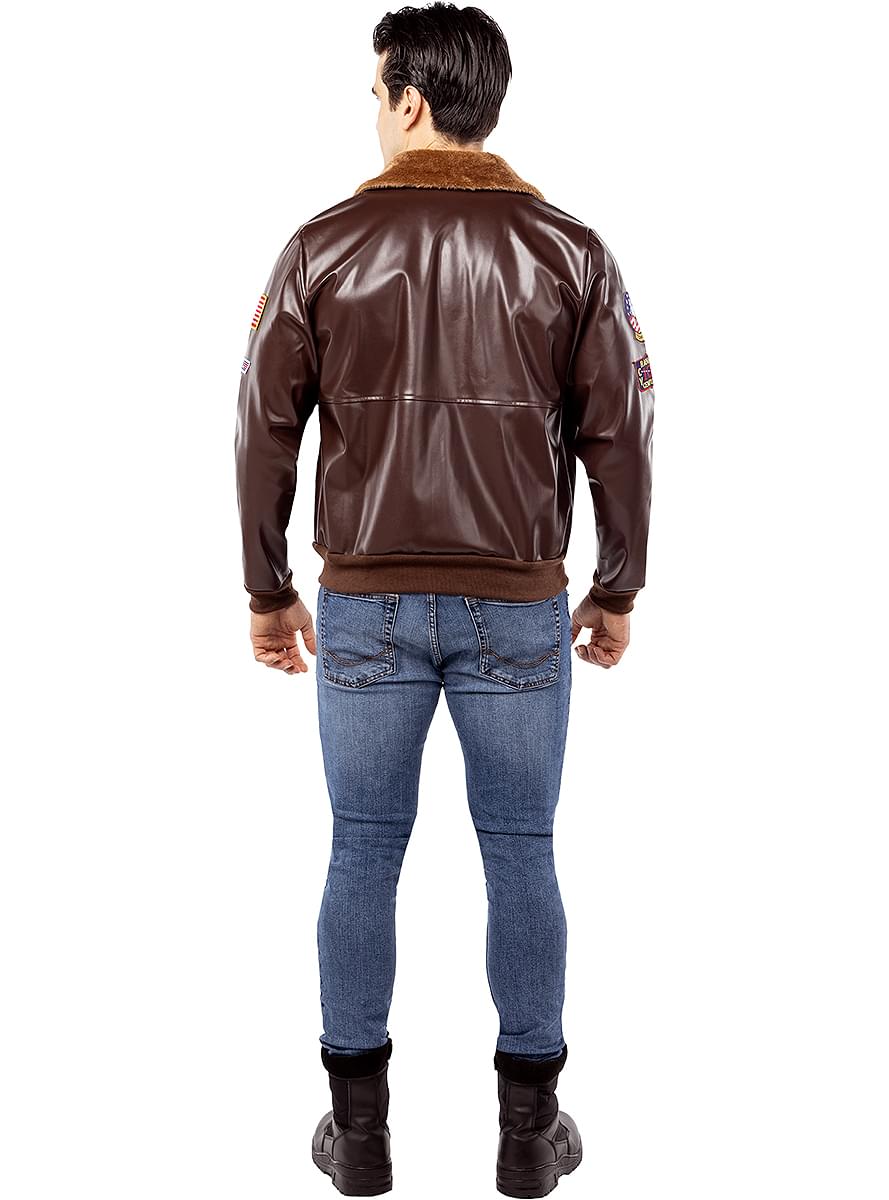 Top Gun Aviator Jacket – Brown Leather with Official Patches