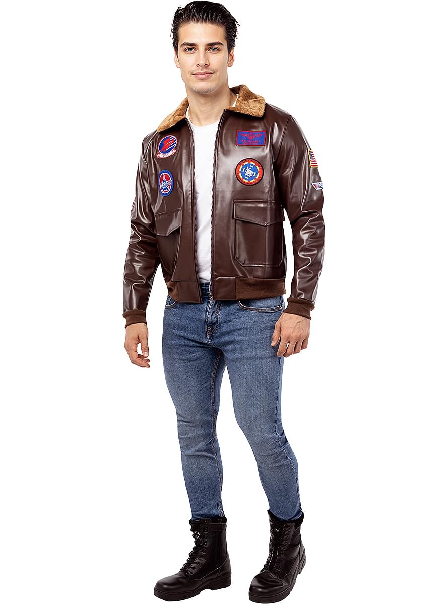 Top Gun Aviator Jacket – Brown Leather with Official Patches