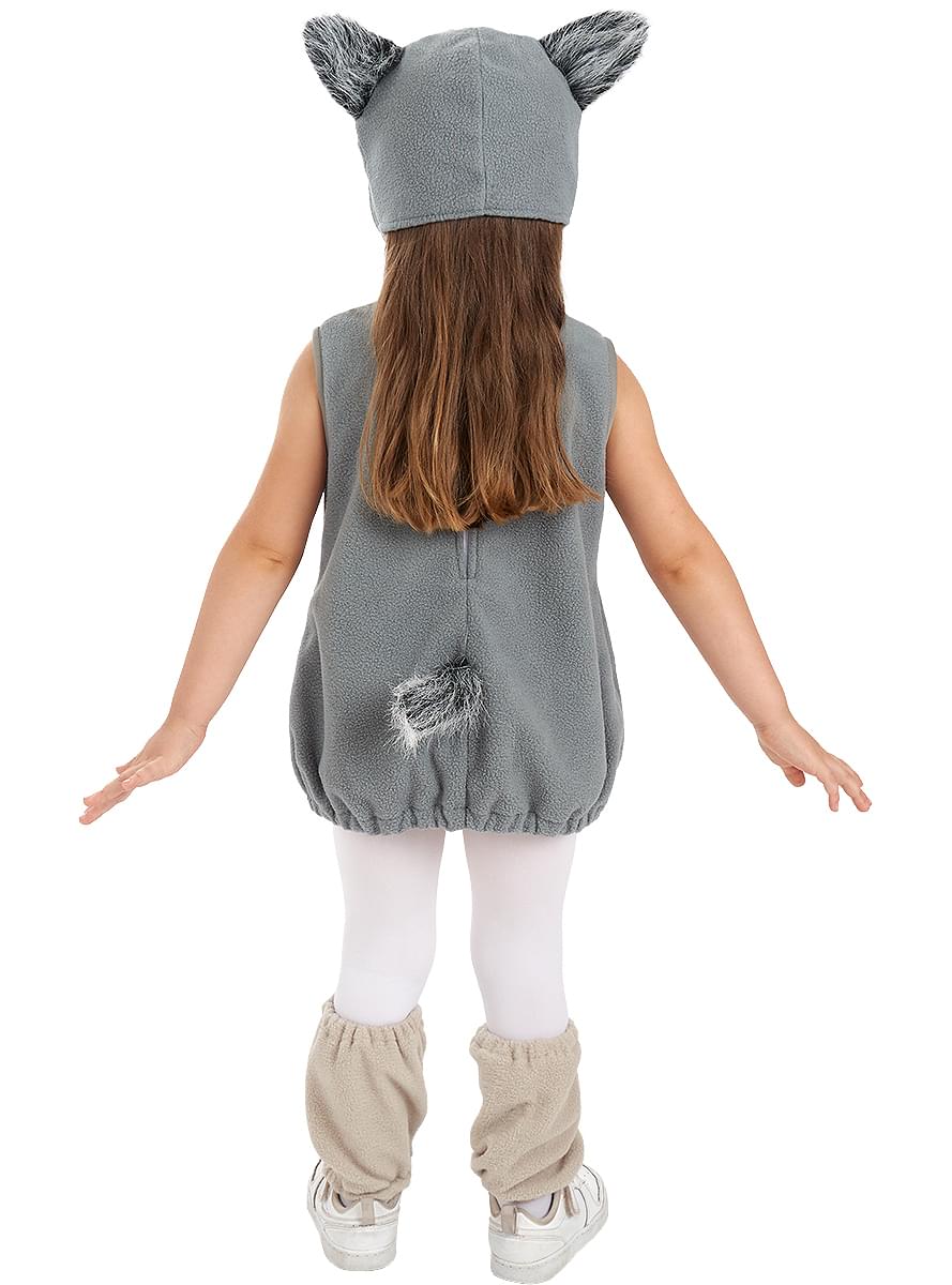 Wolf Costume for Kids – Plush Gray Tunic with Tail & Hat